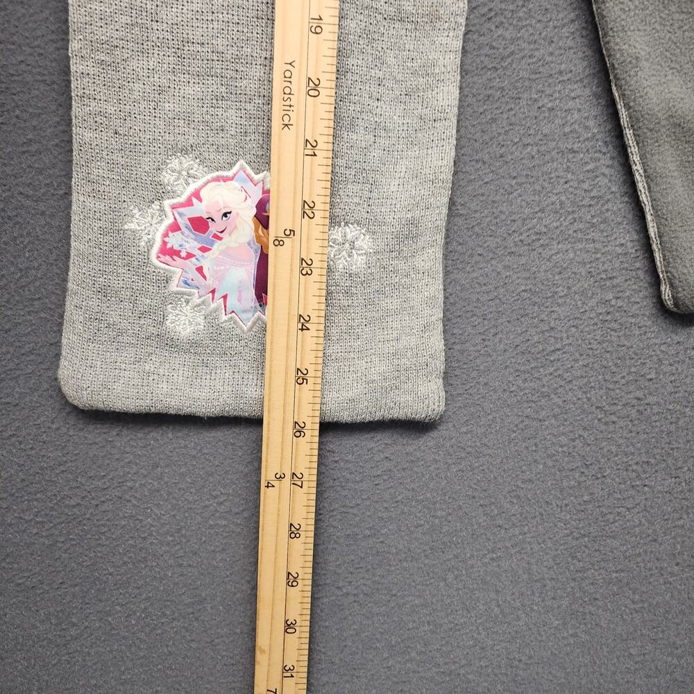 Disney Frozen Girls Scarf Anna and Elsa Grey Knit ~52" - Picture 4 of 6